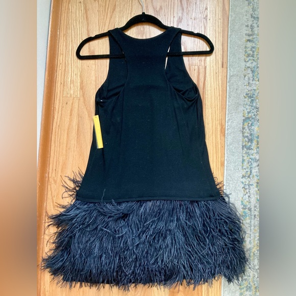 Alice & Olivia Francesca Feather Trim Black Dress - Picture 5 of 5